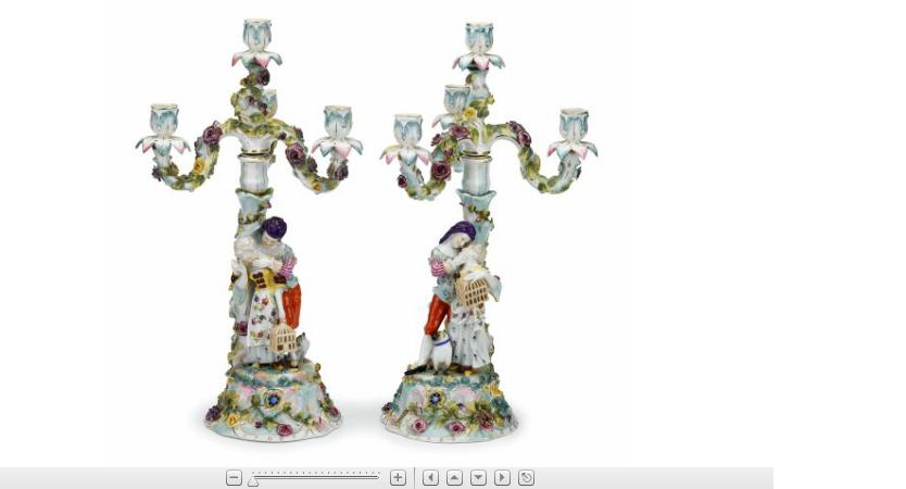 Appraisal: Pair of German porcelain figural candelabra late th century