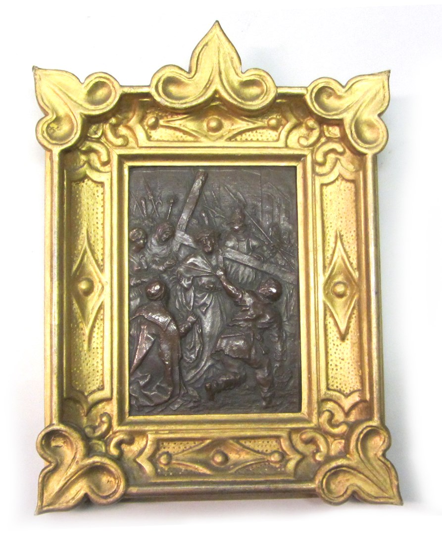 Appraisal: A Continental bronze plaque late th century relief moulded with