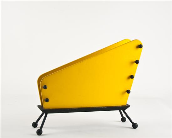 Appraisal: Yellow Modern Wood Magazine Rack in Prouve style H W