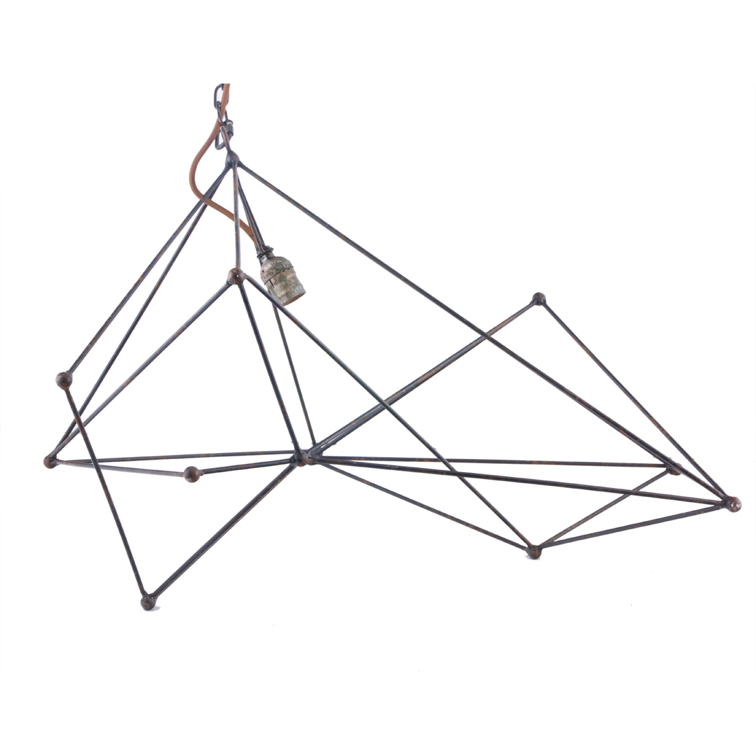 Appraisal: A MODERNIST METAL CAGE FORM PENDANT LIGHT A Modernist metal