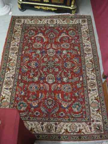 Appraisal: Tabriz Persian Handmade Rug elaborate floral on red field '