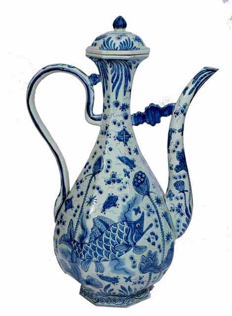 Appraisal: AN ENORMOUS CHINESE BLUE AND WHITE RICE WINE POT AND