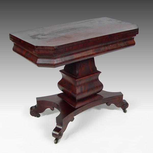 Appraisal: AMERICAN EMPIRE PERIOD GAME TABLE Flame grain mahogany veneer substantial