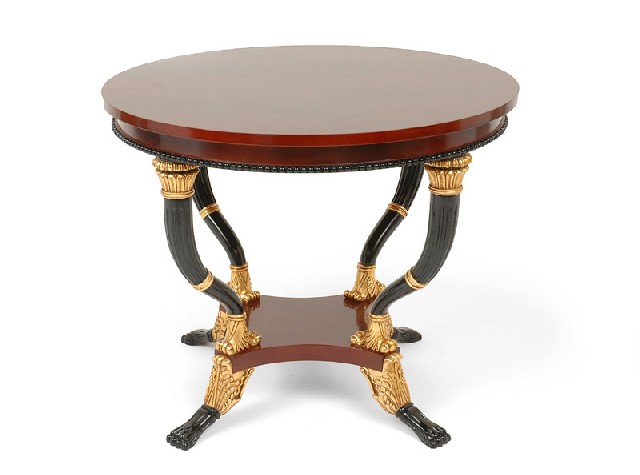 Appraisal: A FRENCH EMPIRE STYLE MAHOGANY EBONISED CENTRE TABLE Circular with