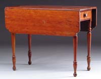 Appraisal: ONE DRAWER SHERATON DROP LEAF PEMBROKE TABLE Shaped corner leaves