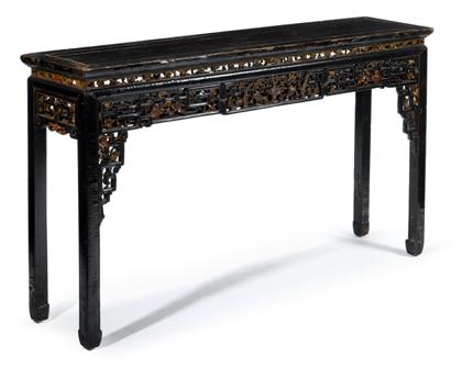 Appraisal: Chinese dry black and gilt lacquer side tableqianlong period