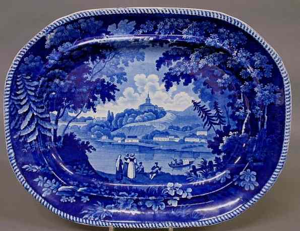 Appraisal: Staffordshire platter c with blue transfer decoration Italian Scenery Turin