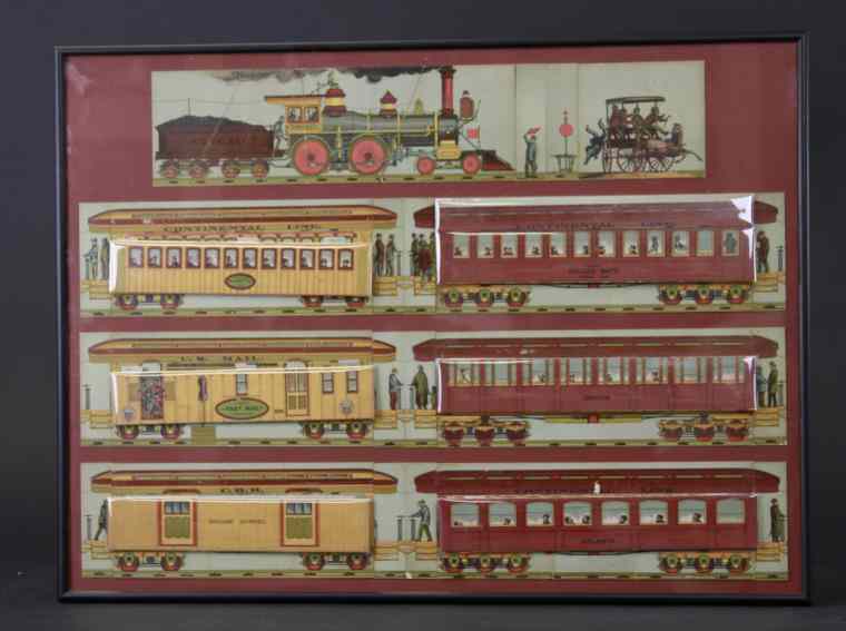 Appraisal: MILTON BRADLEY SECTIONAL RAILROAD PUZZLE Framed sectional puzzle one of