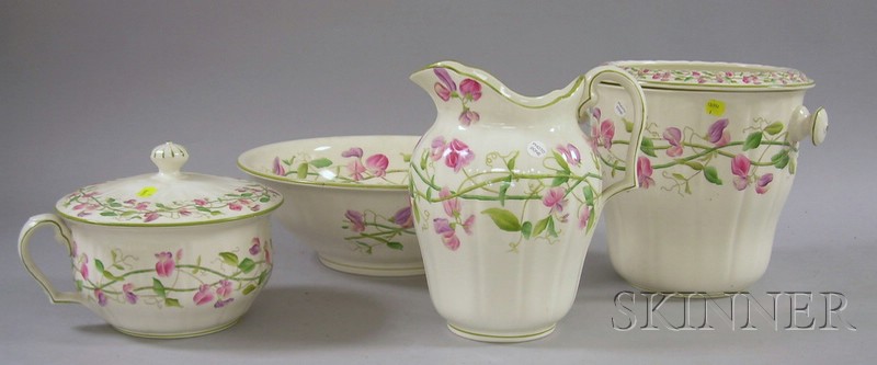 Appraisal: Four-Piece Mintons Hand-painted Floral Chamber Set including a pitcher basin