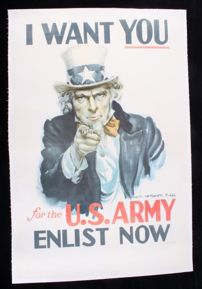 Appraisal: Uncle Sam World War I Linen Back Poster Included in