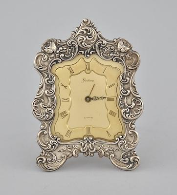 Appraisal: A Cyma Clock with Sterling Silver Case by Gorham The