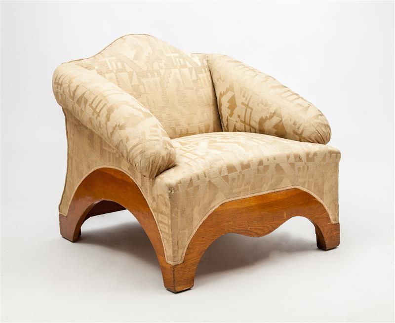 Appraisal: Armchair Italian Art Deco Oak veneer fabric x x in