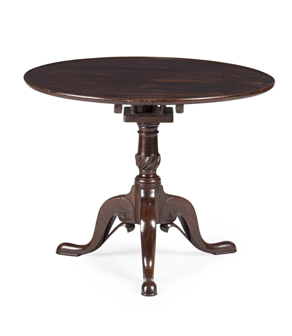 Appraisal: GEORGE III MAHOGANY BIRDCAGE TRIPOD TEA TABLE TH CENTURY the