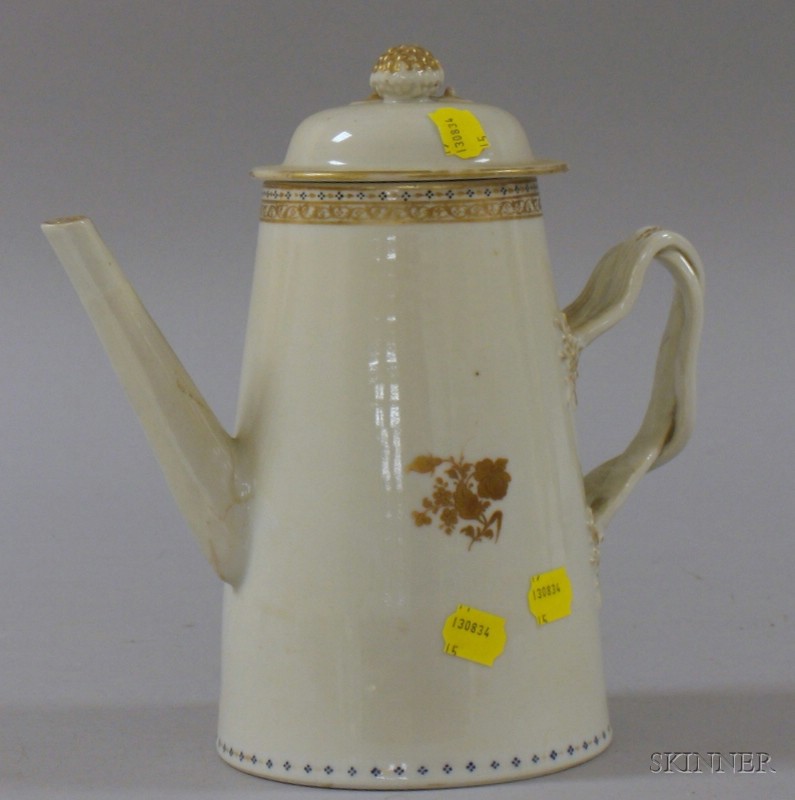 Appraisal: Early th Century Chinese Export Porcelain Coffeepot with gilded fruit