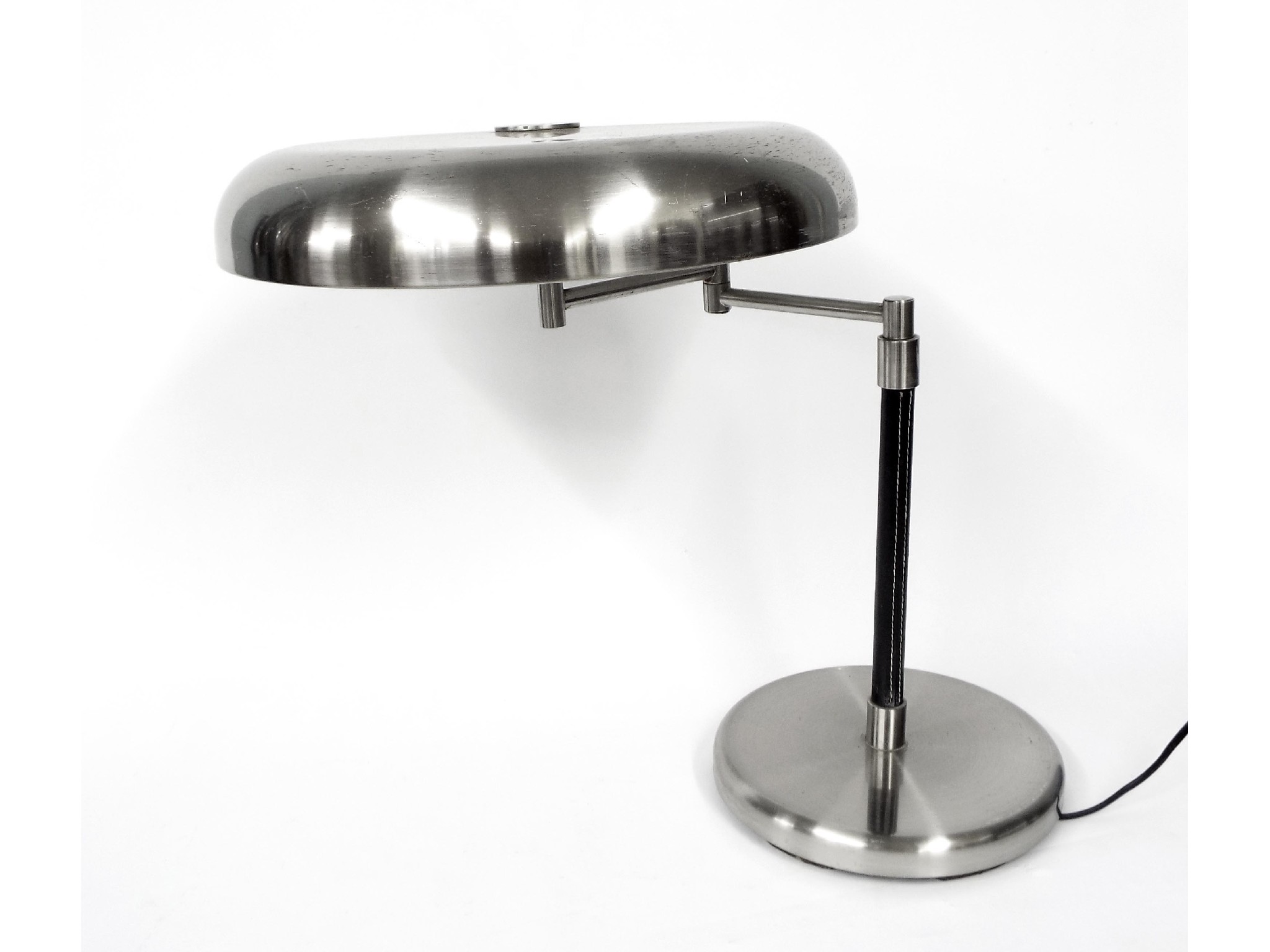 Appraisal: Mid th century chrome desk lamp with articulated arm leather