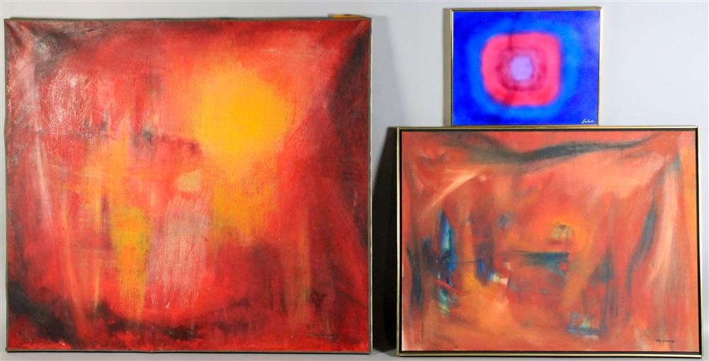 Appraisal: WILLIAM THOMAS TOM YOUNG AMERICAN - TWO ABSTRACT PAINTINGS together