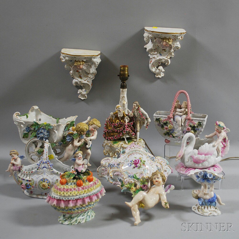 Appraisal: Ten Continental Porcelain Items th and th century including three