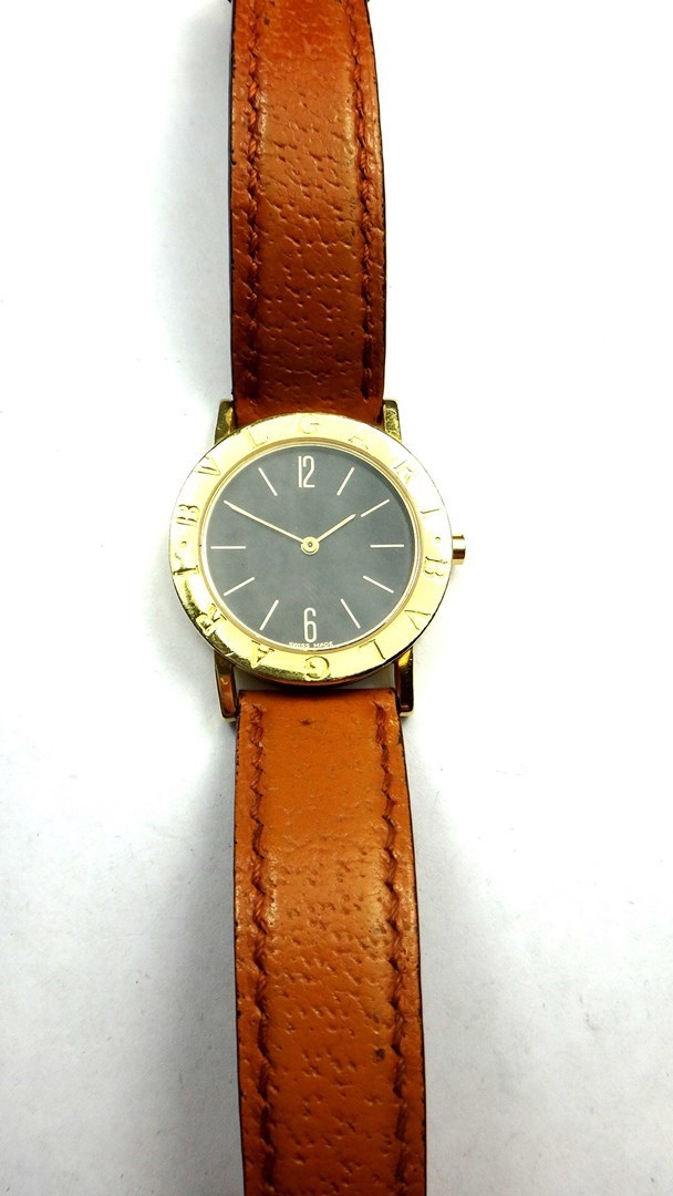 Appraisal: A gentleman's gold circular cased Bulgari Quartz wristwatch the circular