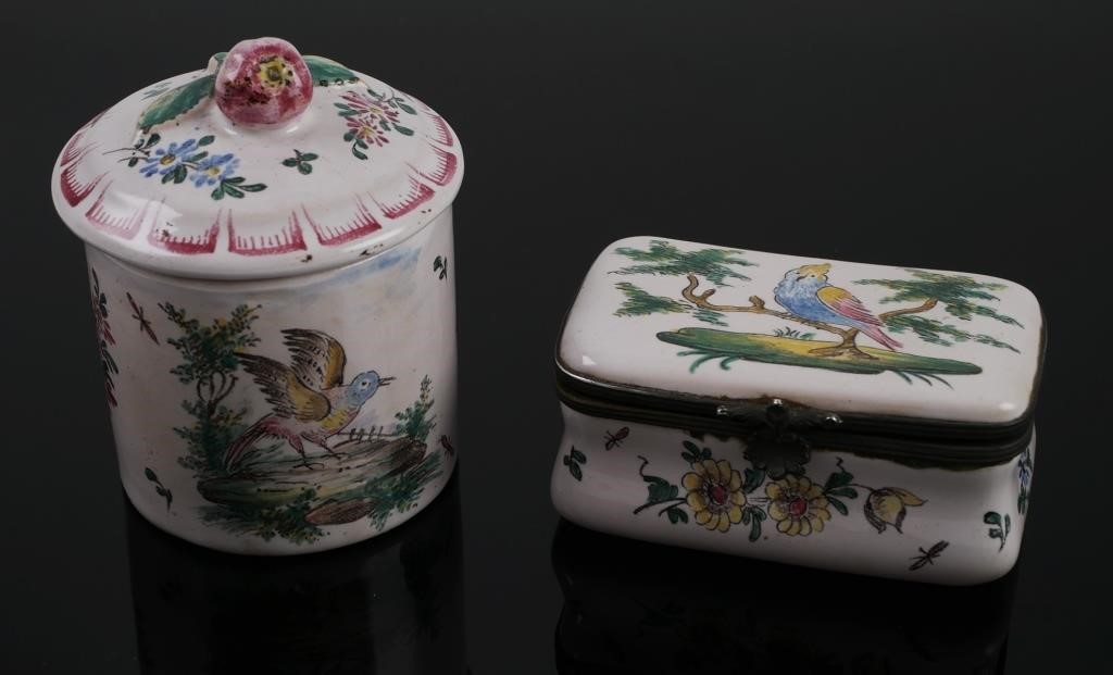 Appraisal: TH CENTURY FRENCH FAIENCE SNUFF BOX JARLate s to early