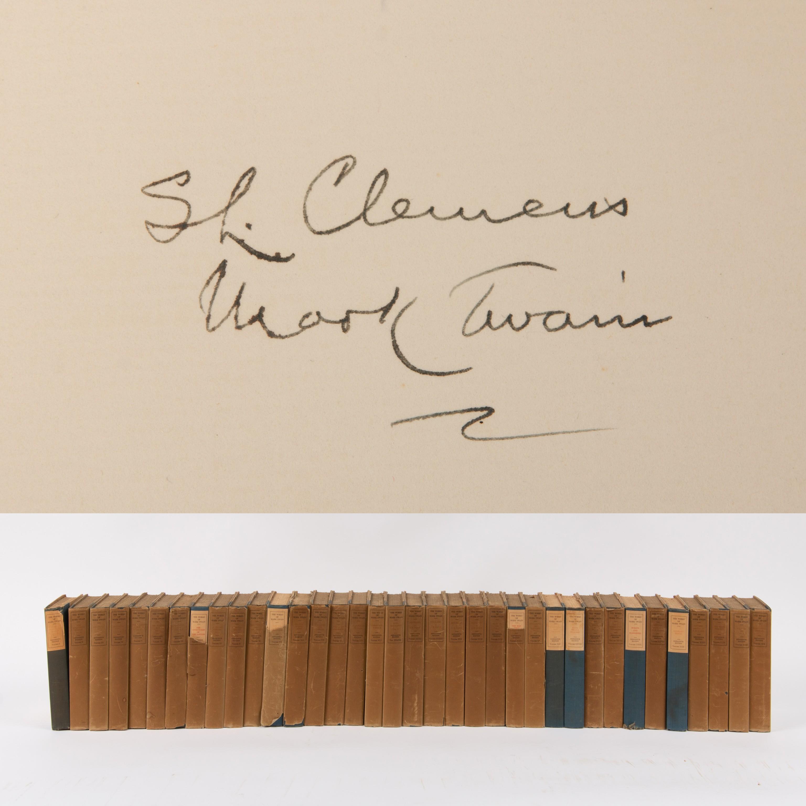 Appraisal: THE WORKS OF MARK TWAIN VOLUMES WITH AUTOGRAPH The Works