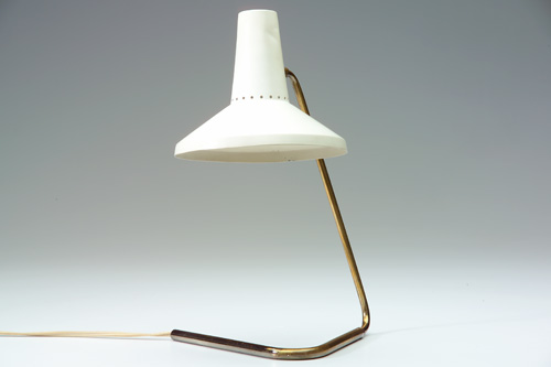 Appraisal: GINO SARFATTI ARTELUCE Desk lamp with perforated ivory enameled metal