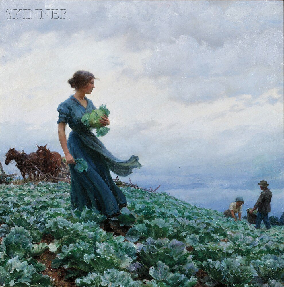 Appraisal: Charles Courtney Curran American - The Cabbage Field Signed and