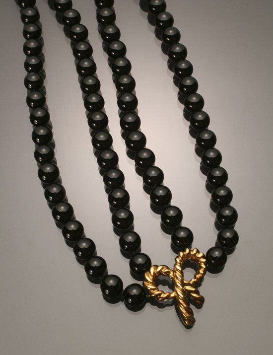 Appraisal: Princess Length -Karat Yellow-Gold and Black Onyx Necklace Tiffany Co