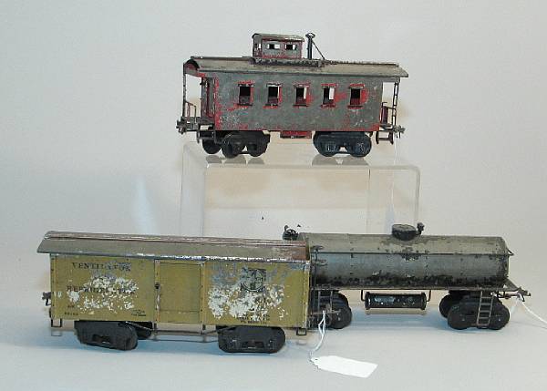 Appraisal: Ives standard gauge freight cars Desirable Ives American Standard gauge