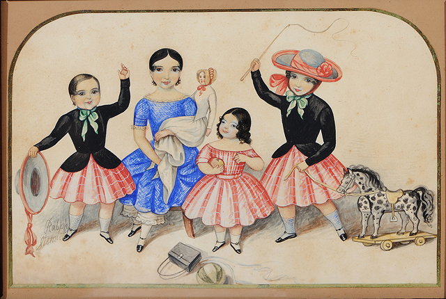 Appraisal: RALPH STENNETT MID TH CENTURY - Family portrait watercolour in