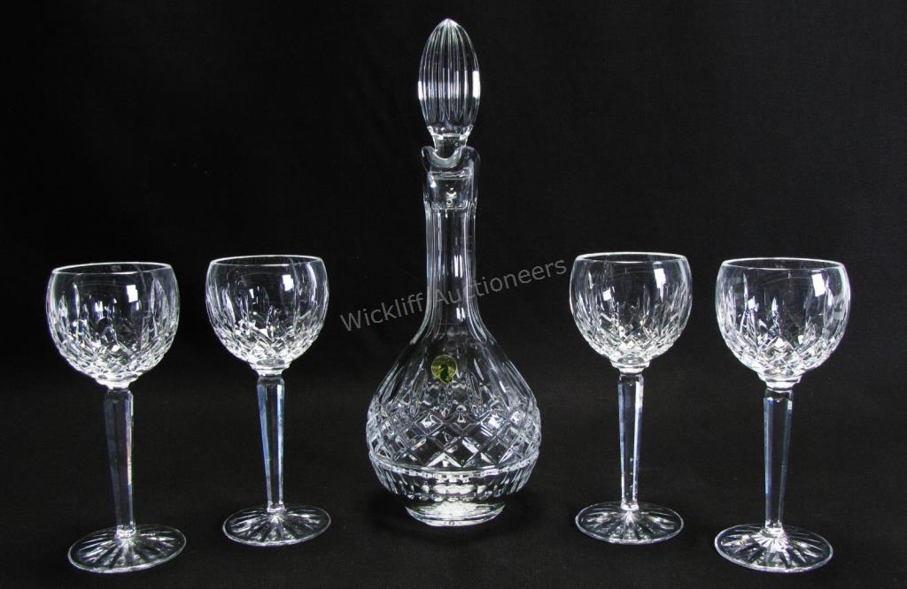 Appraisal: Waterford Crystal Decanter and Stemware 'Sherburne' claret decanter with clear