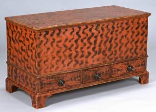 Appraisal: American Smoke Decorated Blanket Chest Smoke paint decorated three drawer