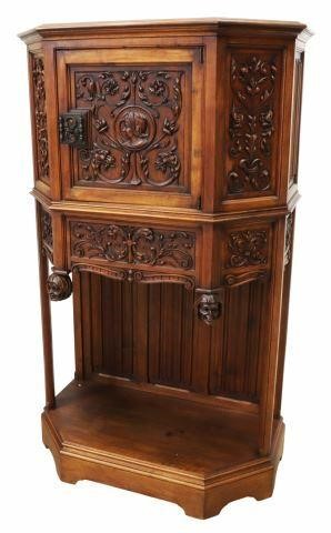 Appraisal: Gothic Revival carved walnut credence cupboard th c carved foliate