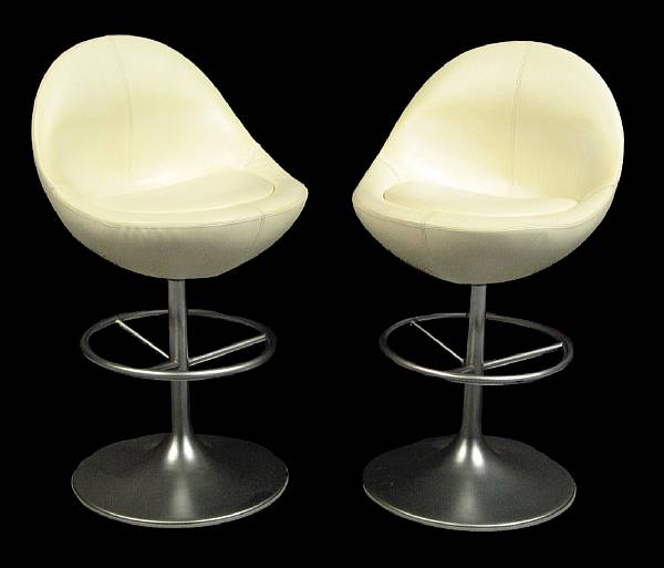 Appraisal: A pair of Johanson Design white leather and brushed metal