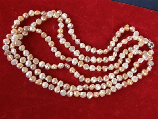 Appraisal: Three row freshwater pearl necklet with silver magnetic clasp