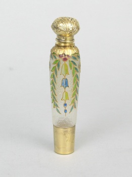 Appraisal: A French Enamel Glass and Sterling Silver Perfume Bottle The