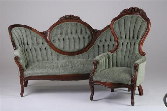 Appraisal: ROCOCO REVIVAL SOFA AND PARLOR CHAIR late th century Floral