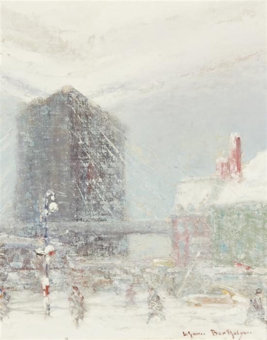 Appraisal: JOHANN BERTHELSEN American - Brooklyn Bridge oil on canvas on