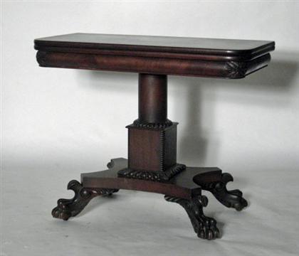 Appraisal: Classical mahogany card table attributed to anthony q quervelle philadelphia