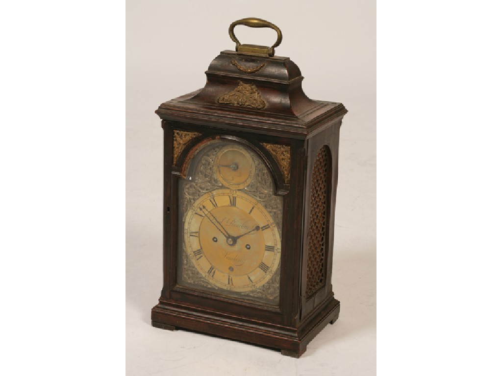 Appraisal: A GEORGE III MAHOGANY BRACKET CLOCK signed Paul Rimbault London