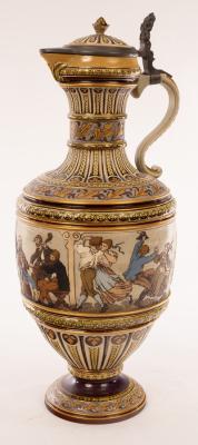 Appraisal: Christian Warth for Mettlach a large ewer decorated with musicians