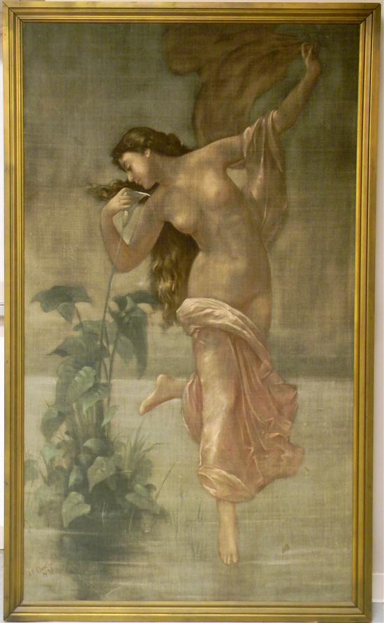 Appraisal: J F Douthitt late th C large oil on tapestry