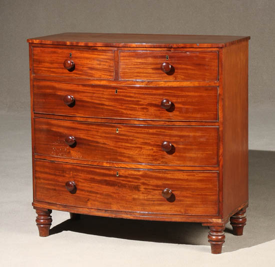 Appraisal: William IV Mahogany Bow-Front Chest of Drawers Circa Wood knob