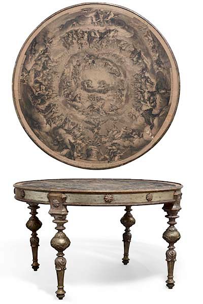 Appraisal: Italian Baroque style silvered wood center table An Italian Baroque