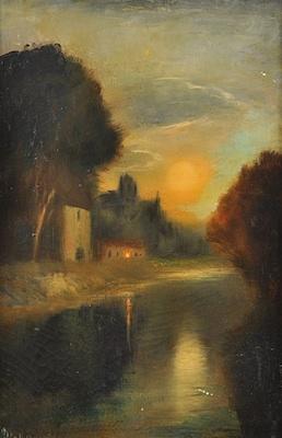 Appraisal: George Henry Hirst Bogart American - Sunset over a river