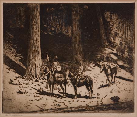 Appraisal: EDWARD BOREIN Conquistadores Entering California Etching x mm x inches