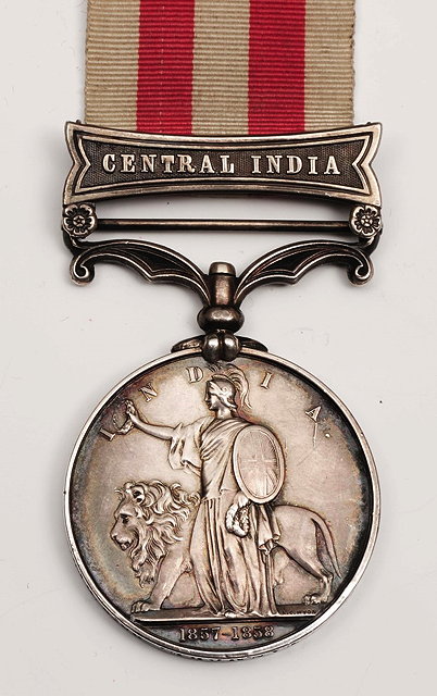 Appraisal: AN INDIAN MUTINY MEDAL with Central India bar and ribbon