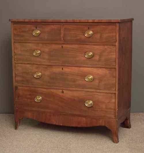 Appraisal: A late Georgian figured mahogany chest of drawers the top