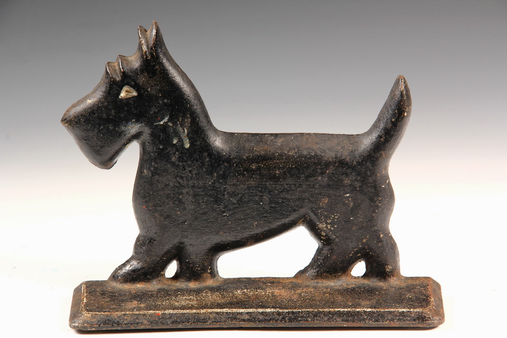 Appraisal: CAST IRON DOG DOORSTOP - Art Deco Flange Form Scottie