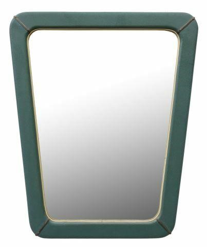 Appraisal: Italian mid-century modern mirror c s vinyl-wrapped tapered frame conforming