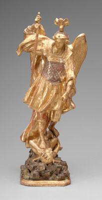 Appraisal: Fine th century Spanish Colonial figure St Michael Archangel overcoming